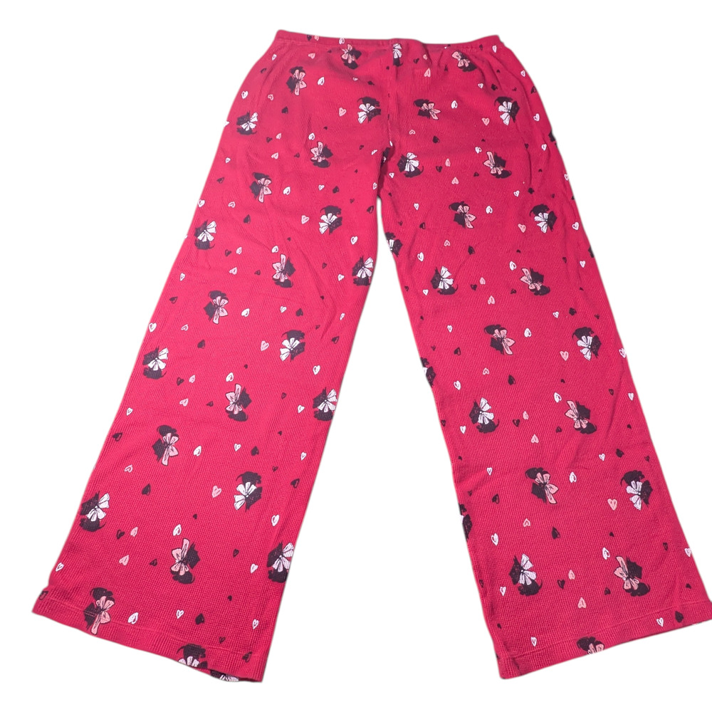 Hue Women's Sleepwear Lounge Pants Size Large Red With Dog Print